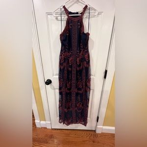 Altar'd State Women's Navy/Pink Floral Sleeveless Long Dress size medium